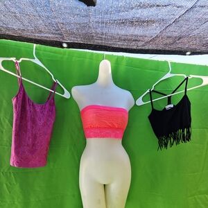 WOMENS CROP TOPS SET OF THREE VICTORIA SECRET, FREE PEOPLE,OUT FROM UNDER (SP,M,